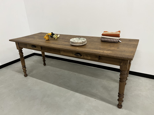 Table de ferme en chêne massif aux pieds tournés, vue 14