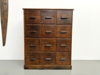 Meuble de métier ancien à 12 tiroirs, circa 1900, vue 32
