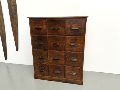 Meuble de métier ancien à 12 tiroirs, circa 1900, vue 33