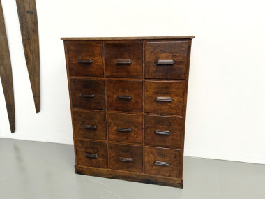 Meuble de métier ancien à 12 tiroirs, circa 1900, vue 33
