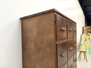 Meuble de métier ancien à 12 tiroirs, circa 1900, vue 36