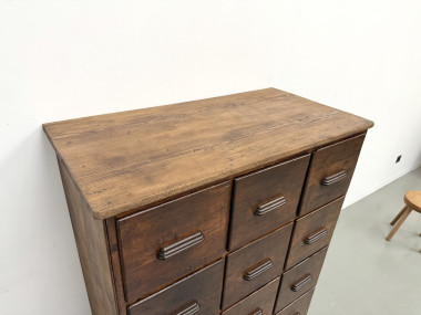 Meuble de métier ancien à 12 tiroirs, circa 1900, vue 38