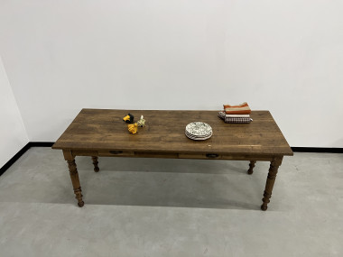 Table de ferme en chêne massif aux pieds tournés, vue 27