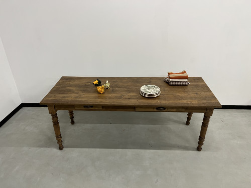 Table de ferme en chêne massif aux pieds tournés, vue 28