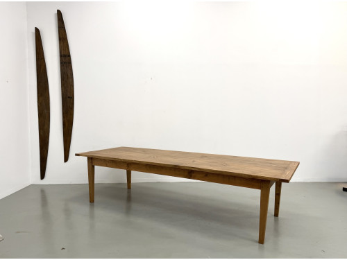 Monumentale Table de Ferme en Pin XXL (3m20) – Années 70, vue 1