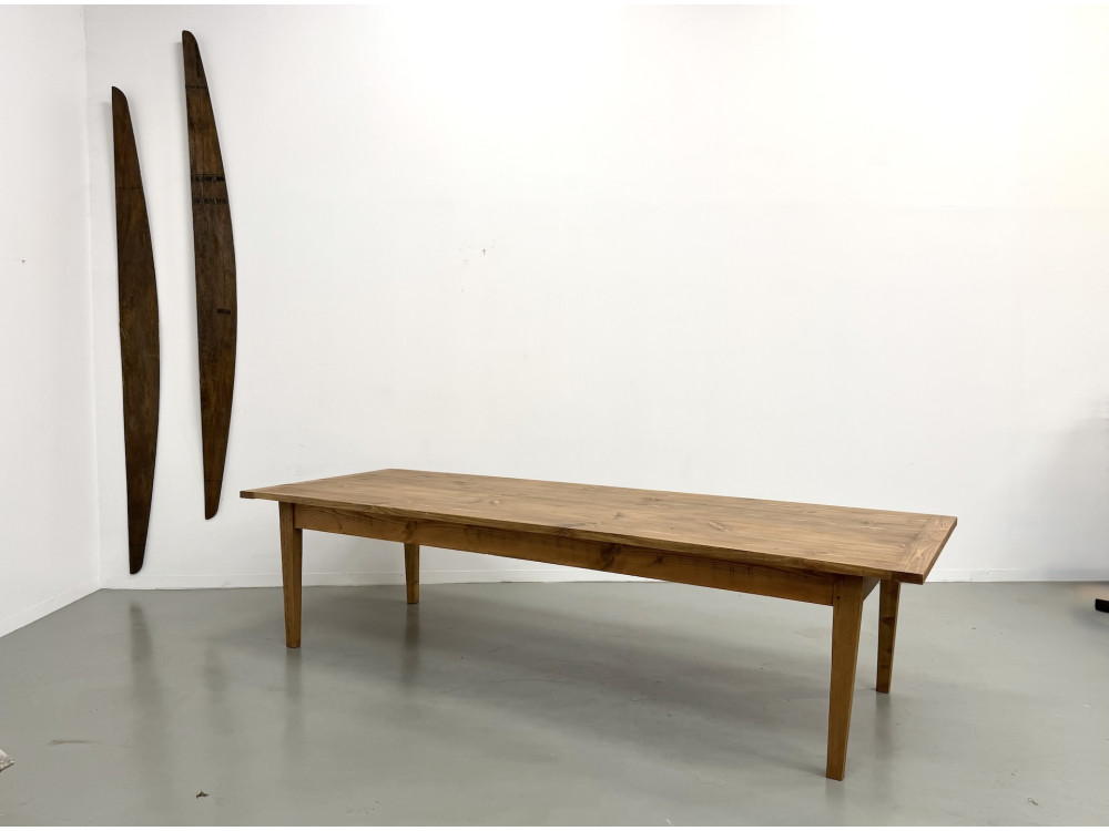 Monumentale Table de Ferme en Pin XXL (3m20) – Années 70, vue 1