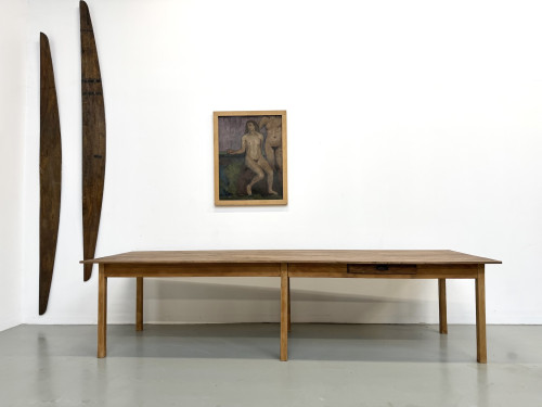 Table XXL à 6 pieds en pin et hévéa massif, vue 1