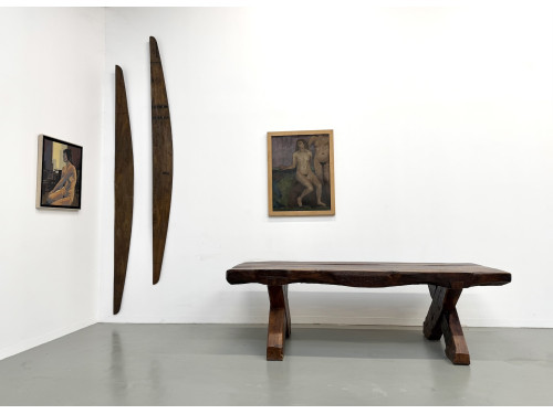 Table Brutaliste en Chêne Massif, Art Populaire (Vers 1900), vue 2