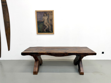 Table Brutaliste en Chêne Massif, Art Populaire (Vers 1900), vue 3