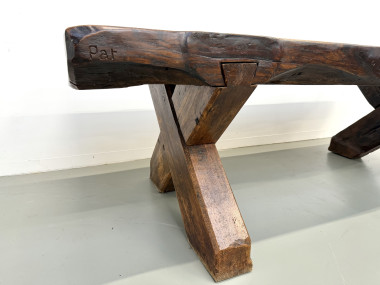 Table Brutaliste en Chêne Massif, Art Populaire (Vers 1900), vue 4