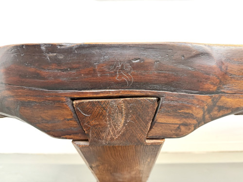 Table Brutaliste en Chêne Massif, Art Populaire (Vers 1900), vue 6