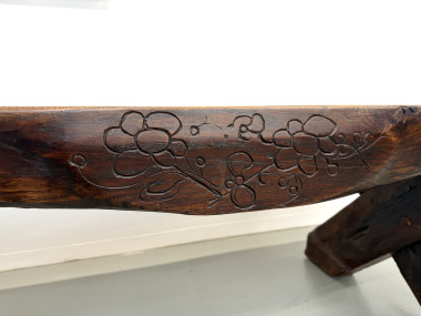 Table Brutaliste en Chêne Massif, Art Populaire (Vers 1900), vue 7