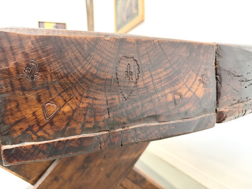 Table Brutaliste en Chêne Massif, Art Populaire (Vers 1900), vue 15