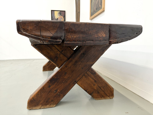Table Brutaliste en Chêne Massif, Art Populaire (Vers 1900), vue 17