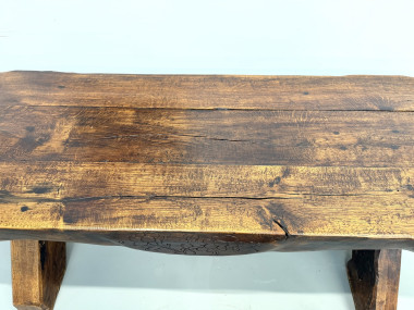 Table Brutaliste en Chêne Massif, Art Populaire (Vers 1900), vue 18