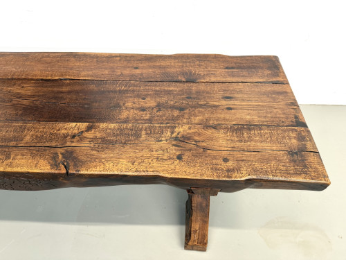 Table Brutaliste en Chêne Massif, Art Populaire (Vers 1900), vue 20