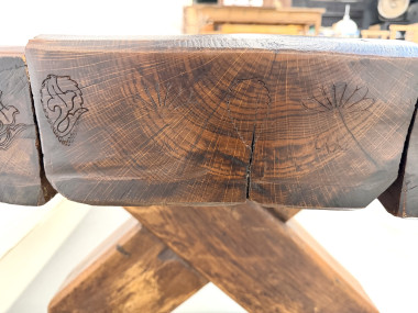 Table Brutaliste en Chêne Massif, Art Populaire (Vers 1900), vue 22
