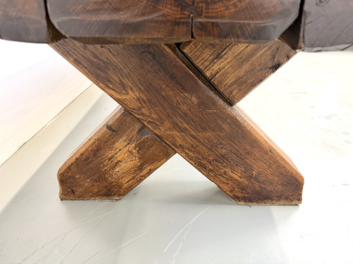 Table Brutaliste en Chêne Massif, Art Populaire (Vers 1900), vue 24