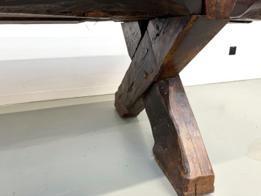 Table Brutaliste en Chêne Massif, Art Populaire (Vers 1900), vue 26