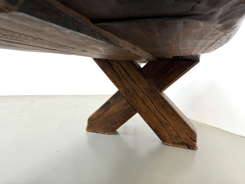 Table Brutaliste en Chêne Massif, Art Populaire (Vers 1900), vue 34