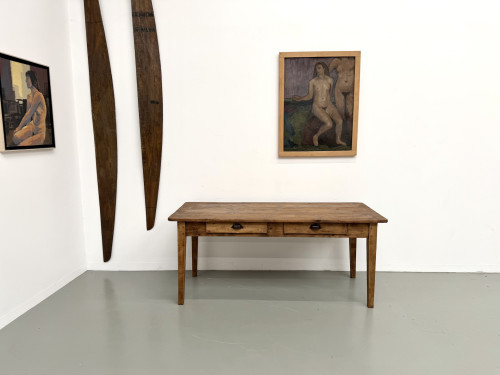 Table de Ferme Vintage en Pin Blond, vue 1