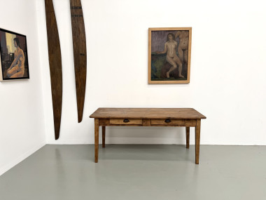 Table de Ferme Vintage en Pin Blond, vue 1