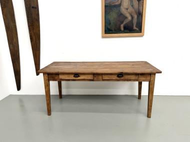 Table de Ferme Vintage en Pin Blond, vue 3