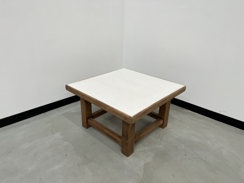 Table basse carrée moderniste en chêne, vue 1
