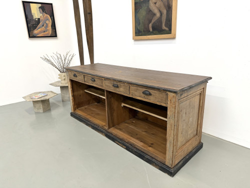 Grand Comptoir de Commerce Ancien en Pin, vue 33