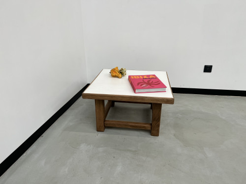 Table basse carrée moderniste en chêne, vue 10