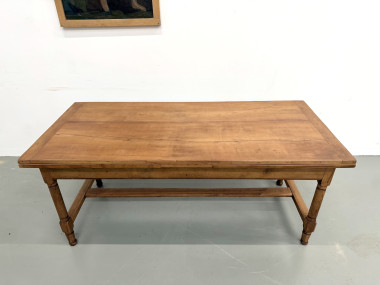 Grande table de ferme à rallonges en merisier massif - Années 1900, vue 21