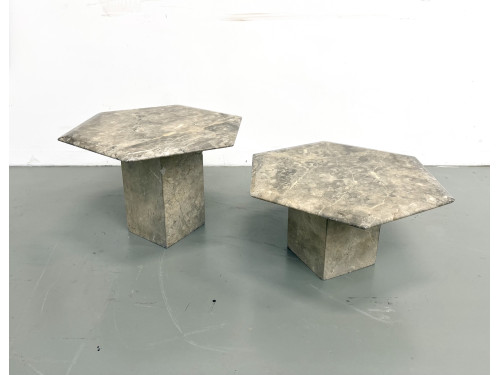 Paire de tables basses italiennes en marbre, circa 1970, vue 2