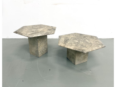 Paire de tables basses italiennes en marbre, circa 1970, vue 2