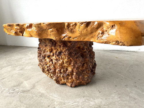 Table basse "forme libre" en orme massif, vue 8