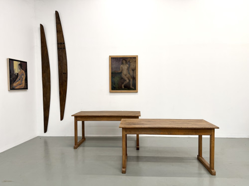 Duo de Tables de Communauté Vintage en Hêtre Massif, vue 1