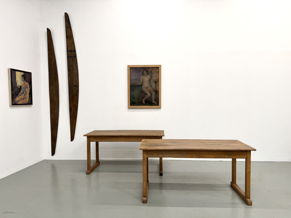 Duo de Tables de Communauté Vintage en Hêtre Massif, vue 1