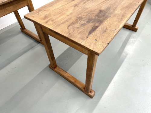Duo de Tables de Communauté Vintage en Hêtre Massif, vue 10