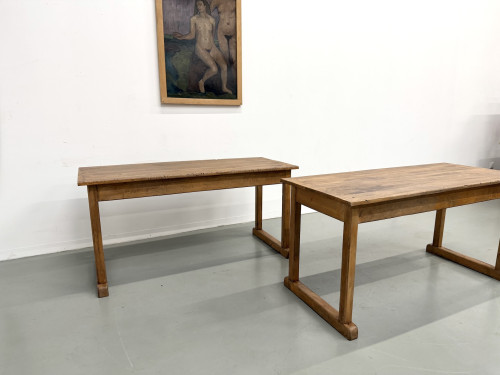 Duo de Tables de Communauté Vintage en Hêtre Massif, vue 16