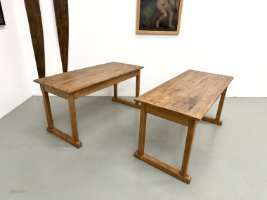 Duo de Tables de Communauté Vintage en Hêtre Massif, vue 19