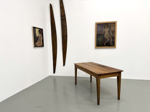 Table de ferme en pin restaurée, vue 1
