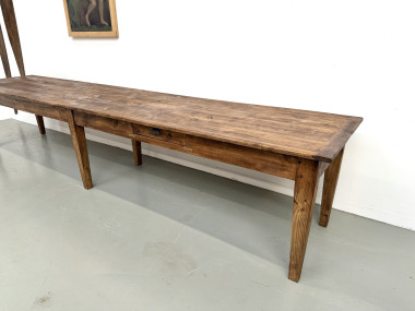 Table de ferme XXL 4 mètres en pin massif - 6 pieds - Années 50, vue 5