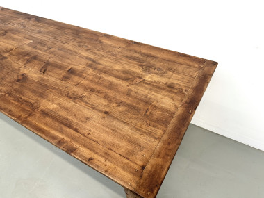 Table de ferme XXL 4 mètres en pin massif - 6 pieds - Années 50, vue 6