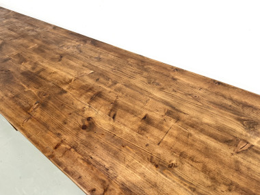 Table de ferme XXL 4 mètres en pin massif - 6 pieds - Années 50, vue 7