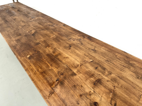Table de ferme XXL 4 mètres en pin massif - 6 pieds - Années 50, vue 8