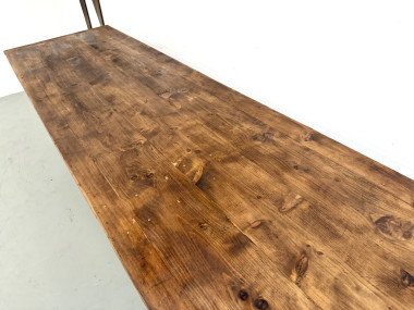 Table de ferme XXL 4 mètres en pin massif - 6 pieds - Années 50, vue 9