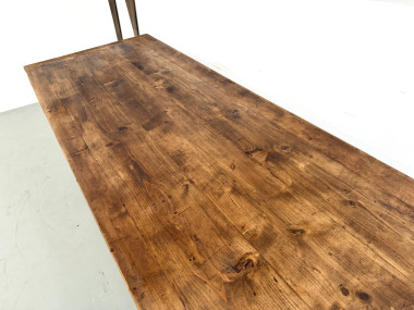 Table de ferme XXL 4 mètres en pin massif - 6 pieds - Années 50, vue 10