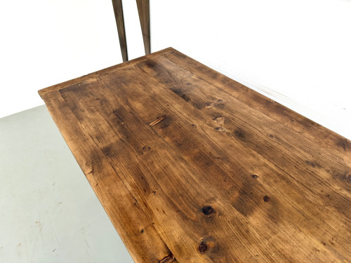 Table de ferme XXL 4 mètres en pin massif - 6 pieds - Années 50, vue 11