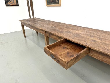 Table de ferme XXL 4 mètres en pin massif - 6 pieds - Années 50, vue 19