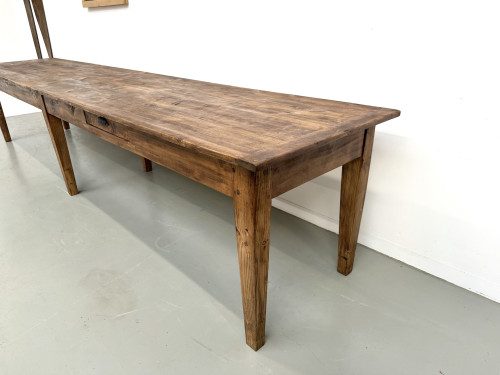 Table de ferme XXL 4 mètres en pin massif - 6 pieds - Années 50, vue 20