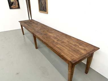 Table de ferme XXL 4 mètres en pin massif - 6 pieds - Années 50, vue 21